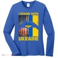 Support Ukraine I Stand With Us American Ukrainian Flag Women's Long Sleeve Shirt thumb 0