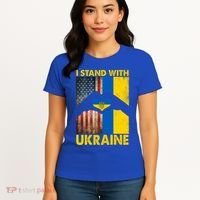 Support Ukraine I Stand With Us American Ukrainian Flag Women's T-Shirt thumb 4