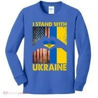 Support Ukraine I Stand With Us American Ukrainian Flag Kids Long Sleeve Shirt thumb 0