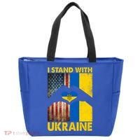 Support Ukraine I Stand With Us American Ukrainian Flag Tote Bag thumb 0