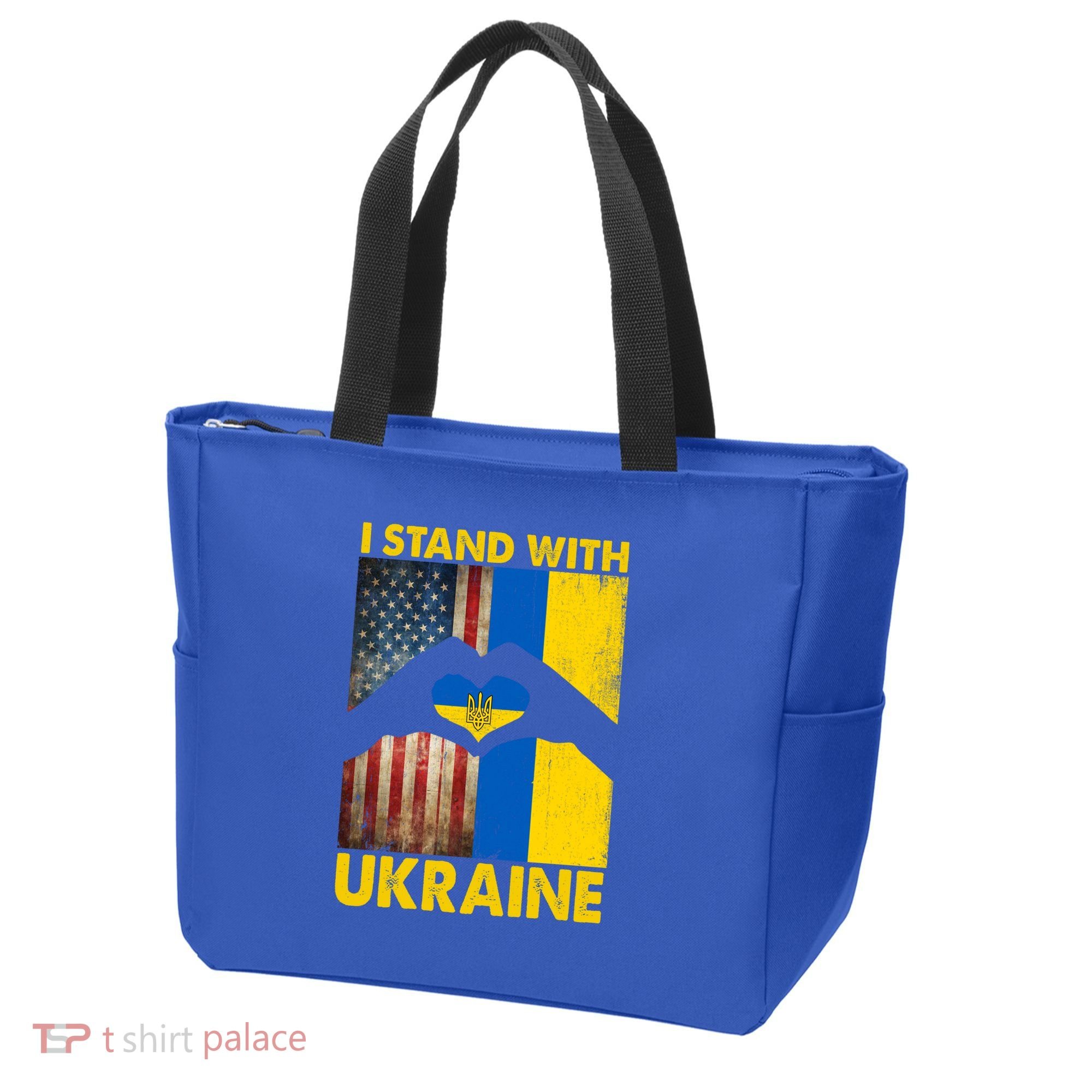 Support Ukraine I Stand With Us American Ukrainian Flag Tote Bag