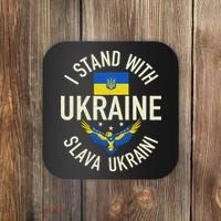 Support Ukraine I Stand With Ukraine Ukrainian Flag Patriot Coaster thumb 0