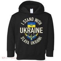 Support Ukraine I Stand With Ukraine Ukrainian Flag Patriot Toddler Hoodie thumb 0