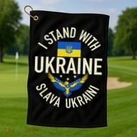 Support Ukraine I Stand With Ukraine Ukrainian Flag Patriot Golf Towel thumb 1