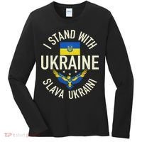 Support Ukraine I Stand With Ukraine Ukrainian Flag Patriot Women's Long Sleeve Shirt thumb 0
