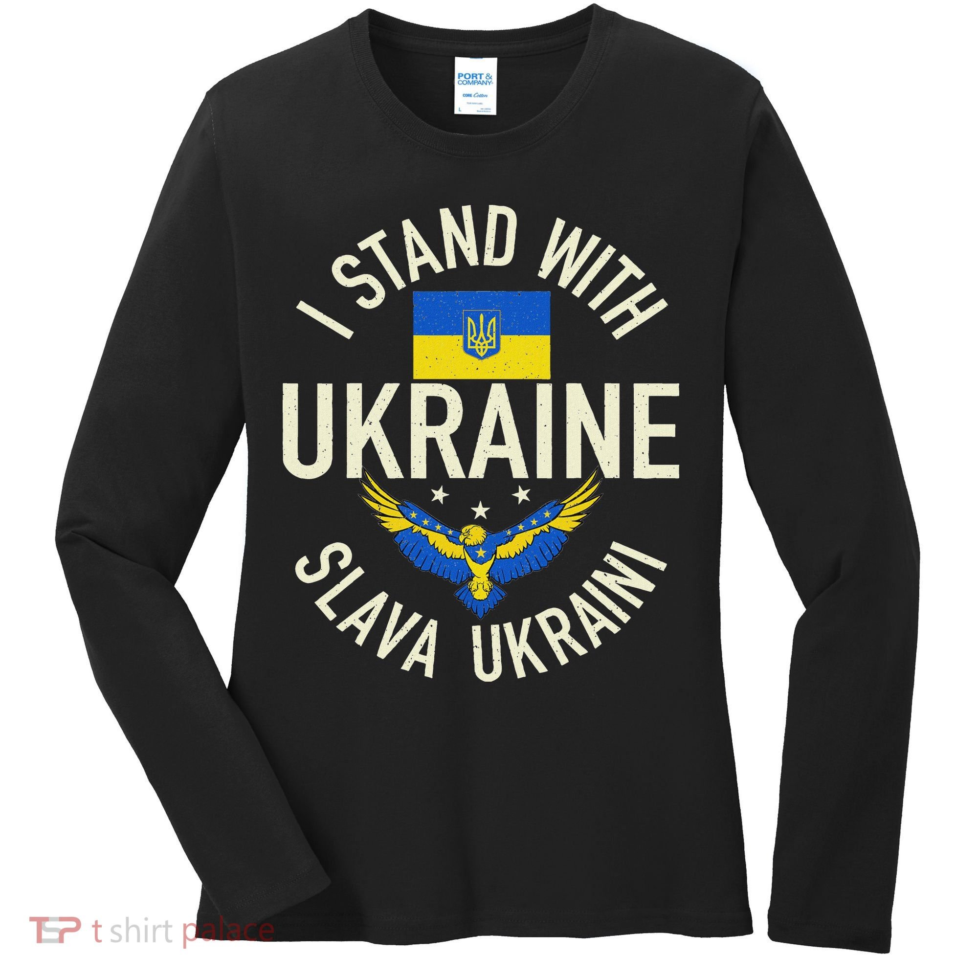 Support Ukraine I Stand With Ukraine Ukrainian Flag Patriot Women's Long Sleeve Shirt