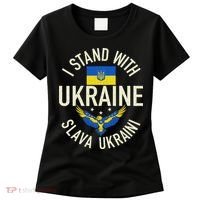 Support Ukraine I Stand With Ukraine Ukrainian Flag Patriot Women's T-Shirt thumb 0