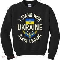 Support Ukraine I Stand With Ukraine Ukrainian Flag Patriot Kids Sweatshirt thumb 0