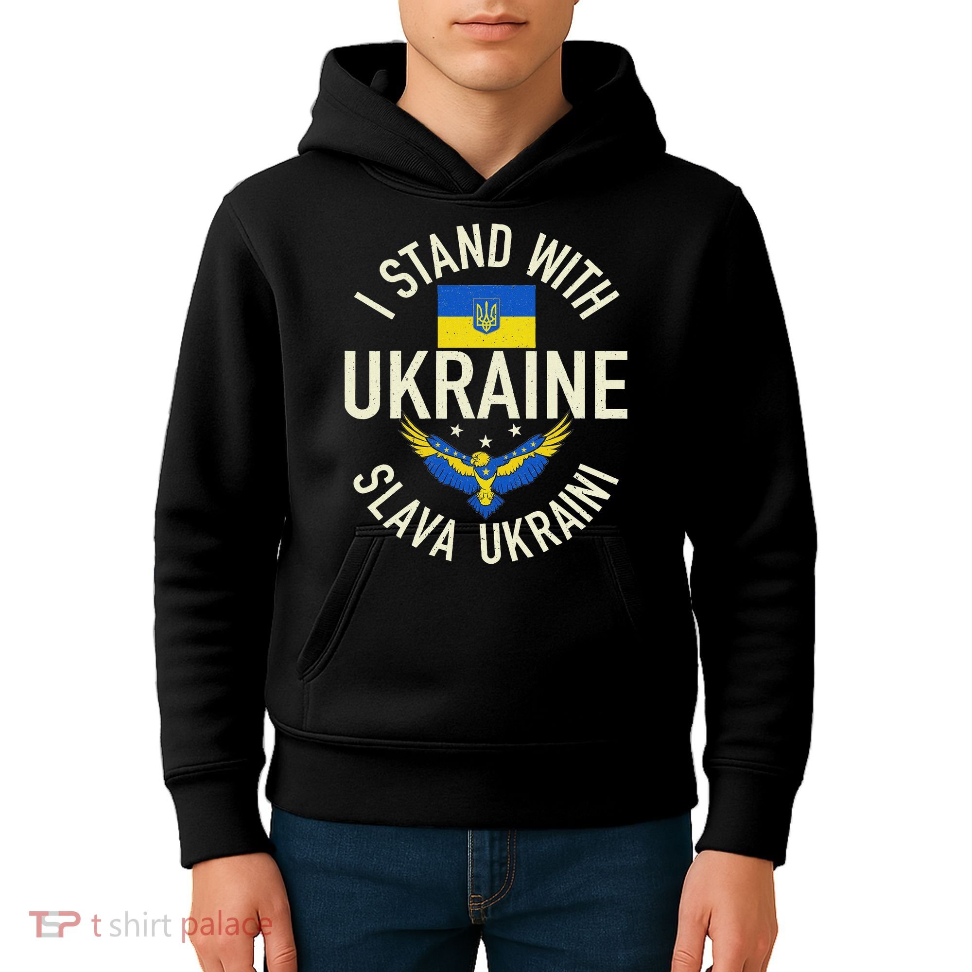 Support Ukraine I Stand With Ukraine Ukrainian Flag Patriot Kids Hoodie