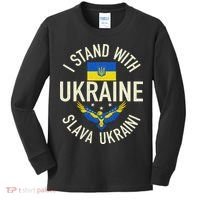 Support Ukraine I Stand With Ukraine Ukrainian Flag Patriot Kids Long Sleeve Shirt thumb 0