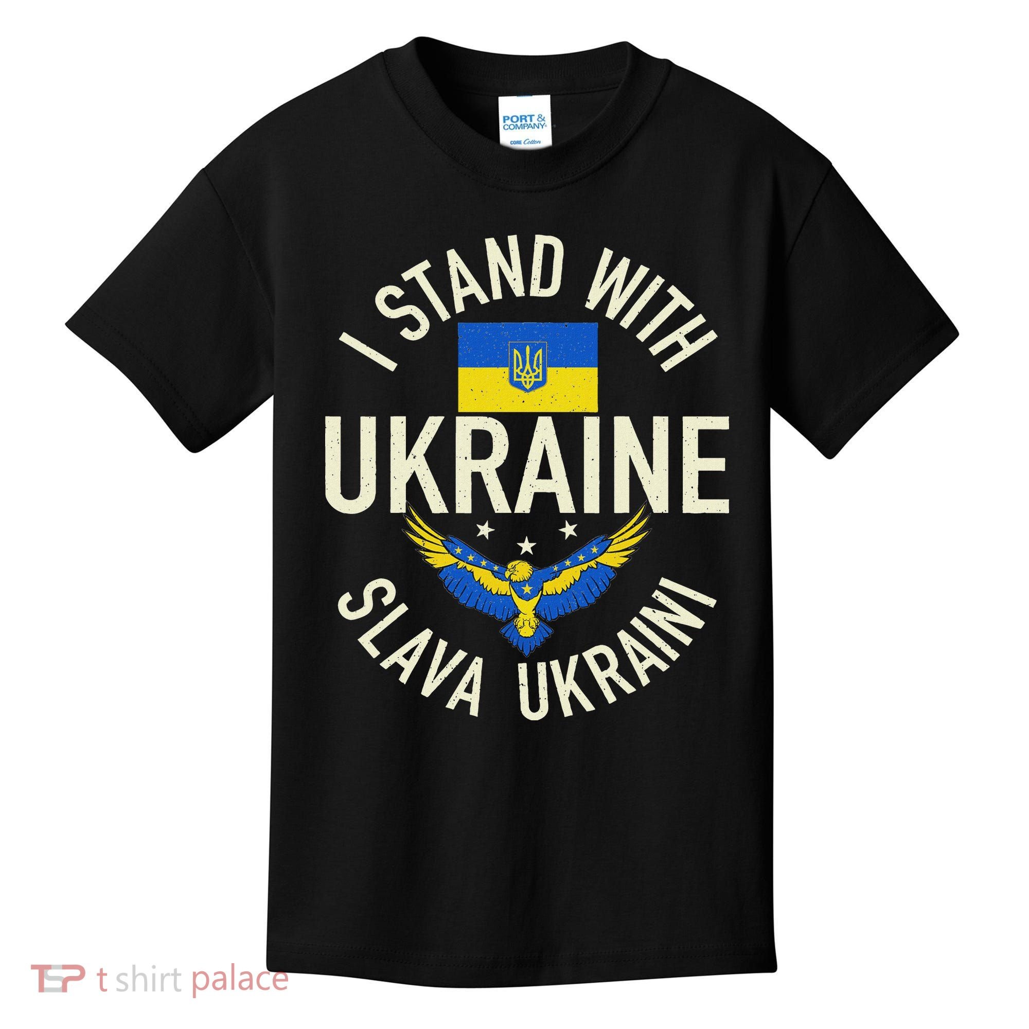 Support Ukraine I Stand With Ukraine Ukrainian Flag Patriot Kids T-Shirt