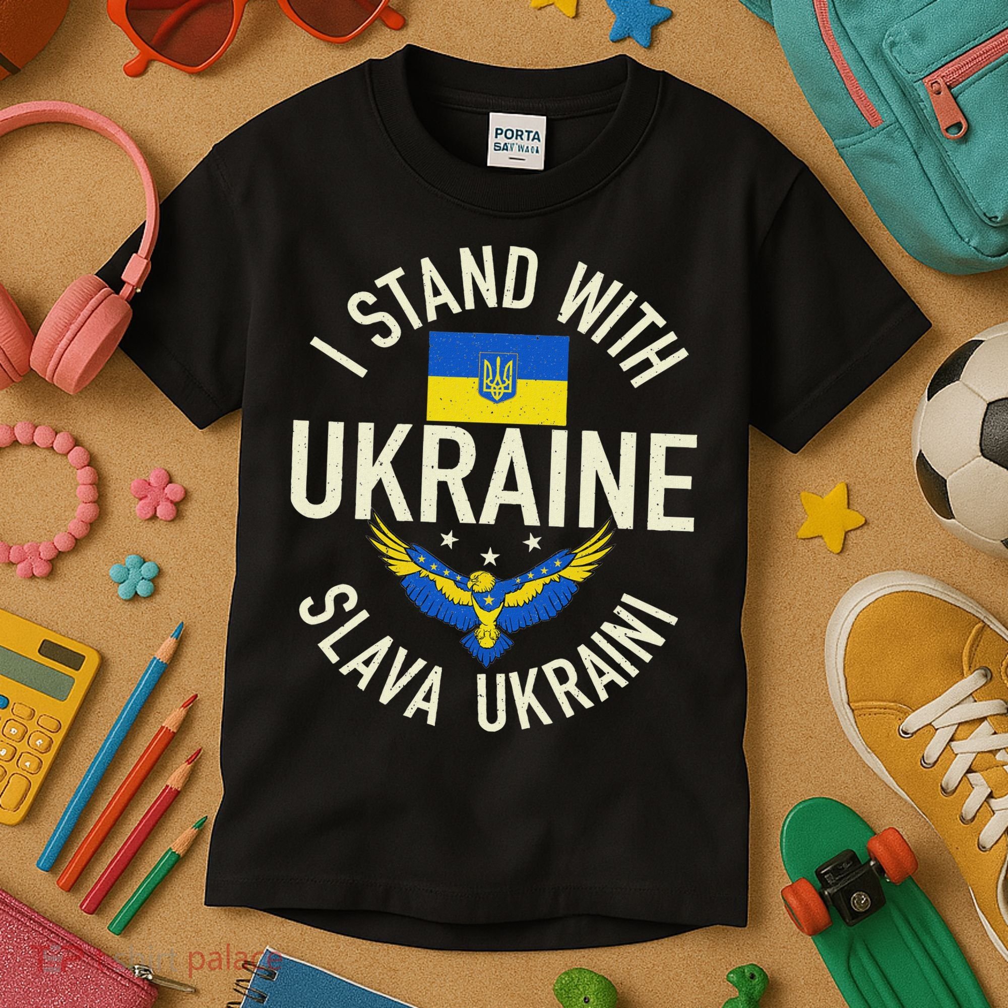 Support Ukraine I Stand With Ukraine Ukrainian Flag Patriot Kids T-Shirt