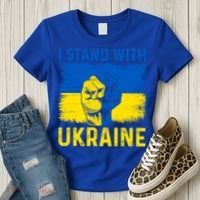Support Ukraine I Stand With Ukraine Ukrainian Flag Gift Women's T-Shirt thumb 3