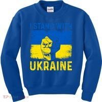 Support Ukraine I Stand With Ukraine Ukrainian Flag Gift Kids Sweatshirt thumb 0