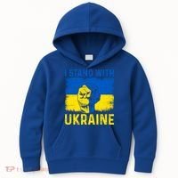 Support Ukraine I Stand With Ukraine Ukrainian Flag Gift Kids Hoodie thumb 0