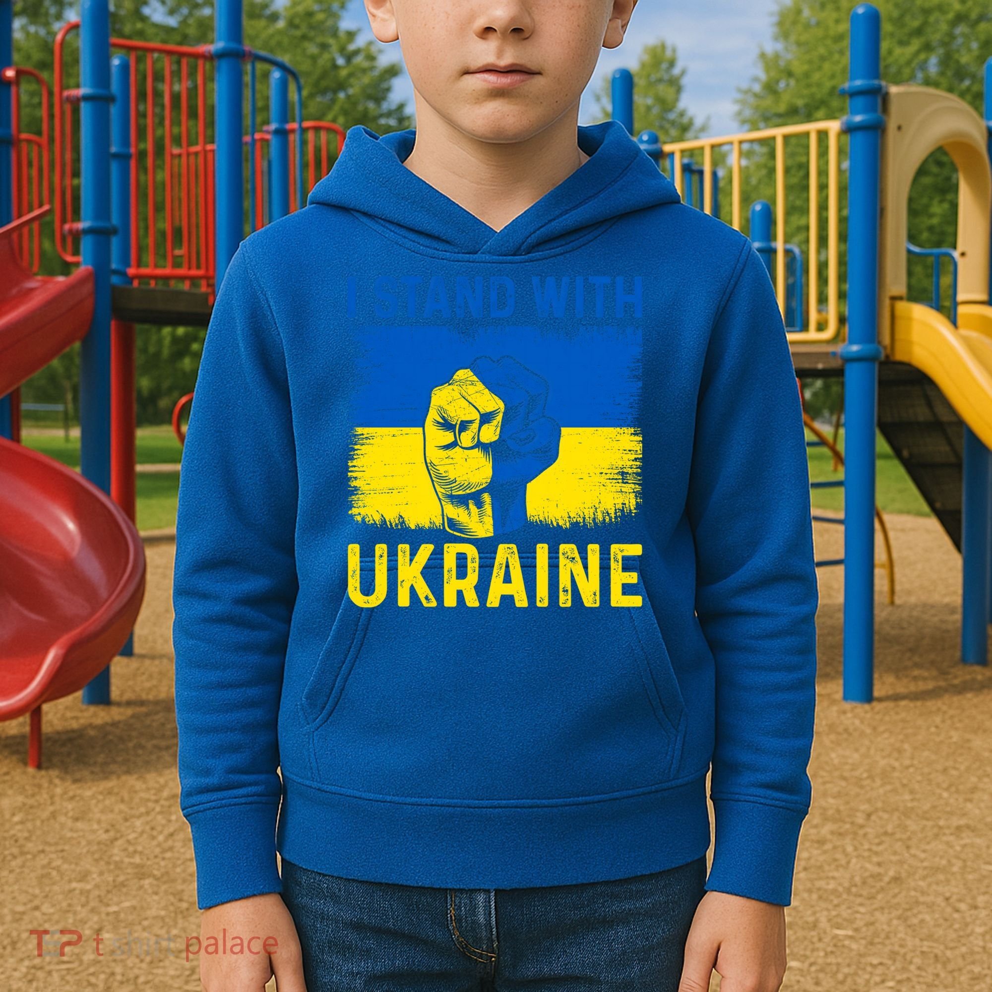 Support Ukraine I Stand With Ukraine Ukrainian Flag Gift Kids Hoodie
