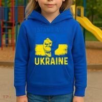 Support Ukraine I Stand With Ukraine Ukrainian Flag Gift Kids Hoodie thumb 3
