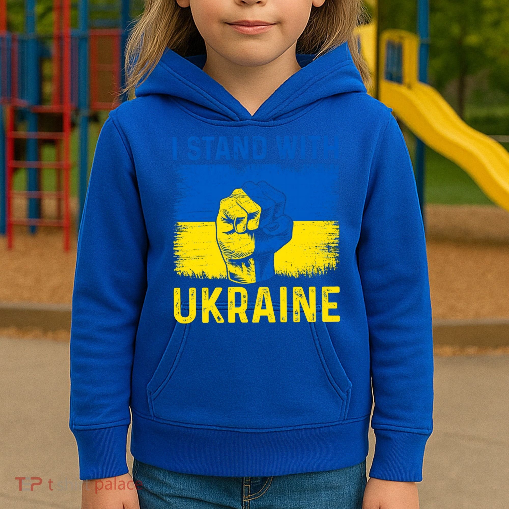 Support Ukraine I Stand With Ukraine Ukrainian Flag Gift Kids Hoodie