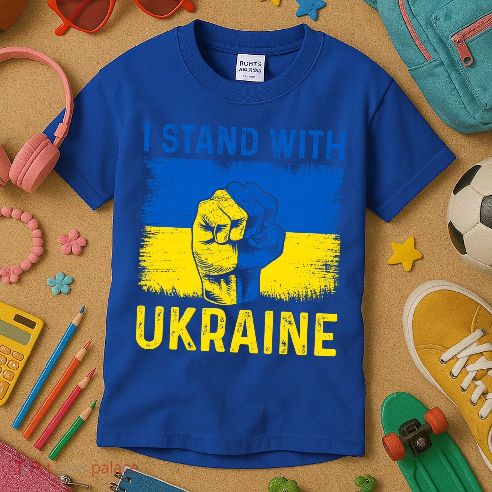 Support Ukraine I Stand With Ukraine Ukrainian Flag Gift Kids T-Shirt