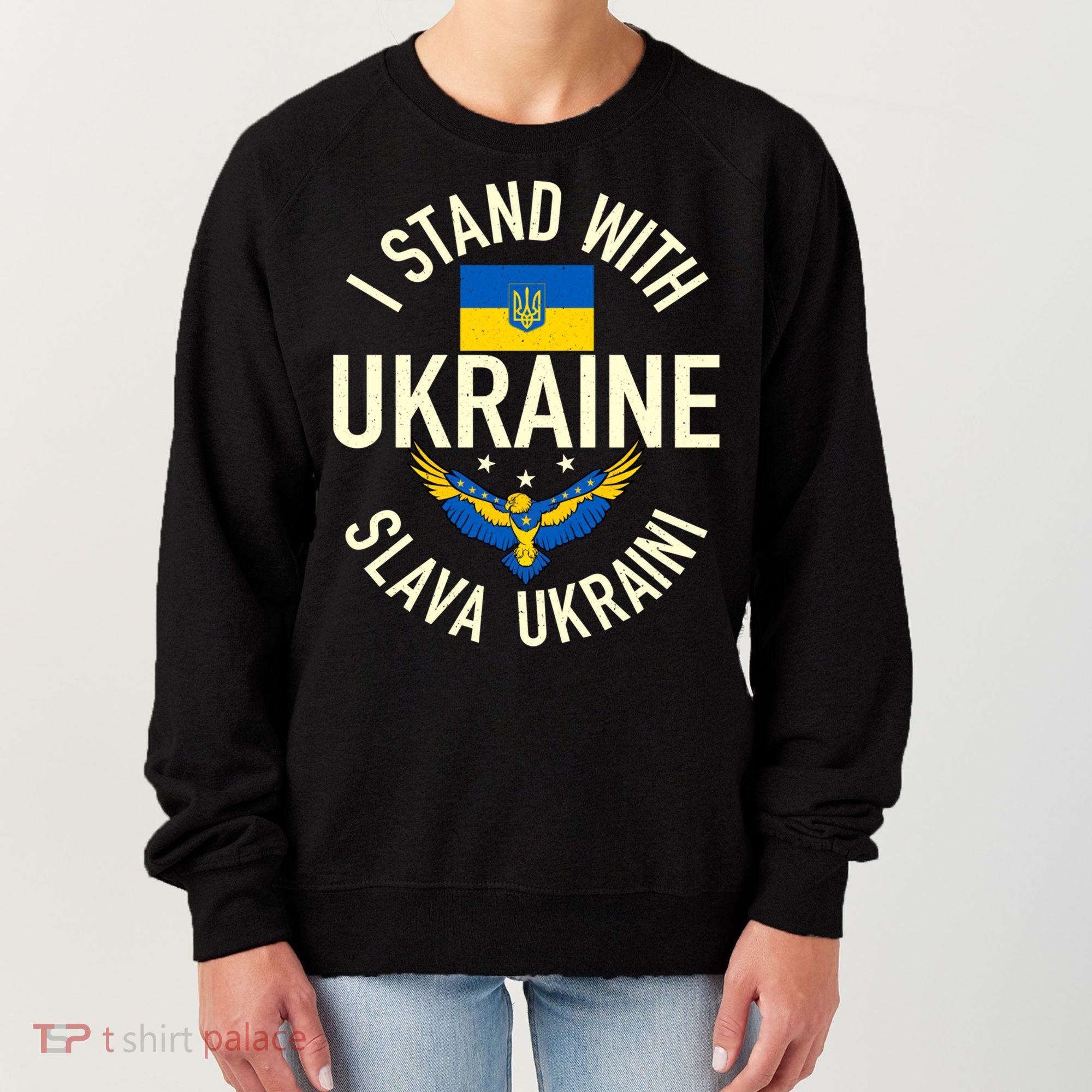 Support Ukraine I Stand With Ukraine Ukrainian Flag Patriot Gift Women's Sweatshirt