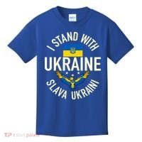 Support Ukraine I Stand With Ukraine Ukrainian Flag Patriot Gift Kids T-Shirt thumb 0