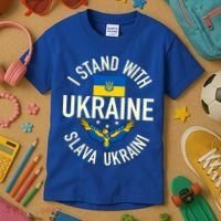 Support Ukraine I Stand With Ukraine Ukrainian Flag Patriot Gift Kids T-Shirt thumb 3