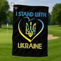 Support Ukraine I Stand With Ukraine Ukrainian Flag Gift Golf Towel thumb 1