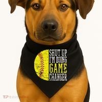 Shut Up I'm Doing Game Changer Funny Baseball Player USA-Made Doggie Bandana thumb 1