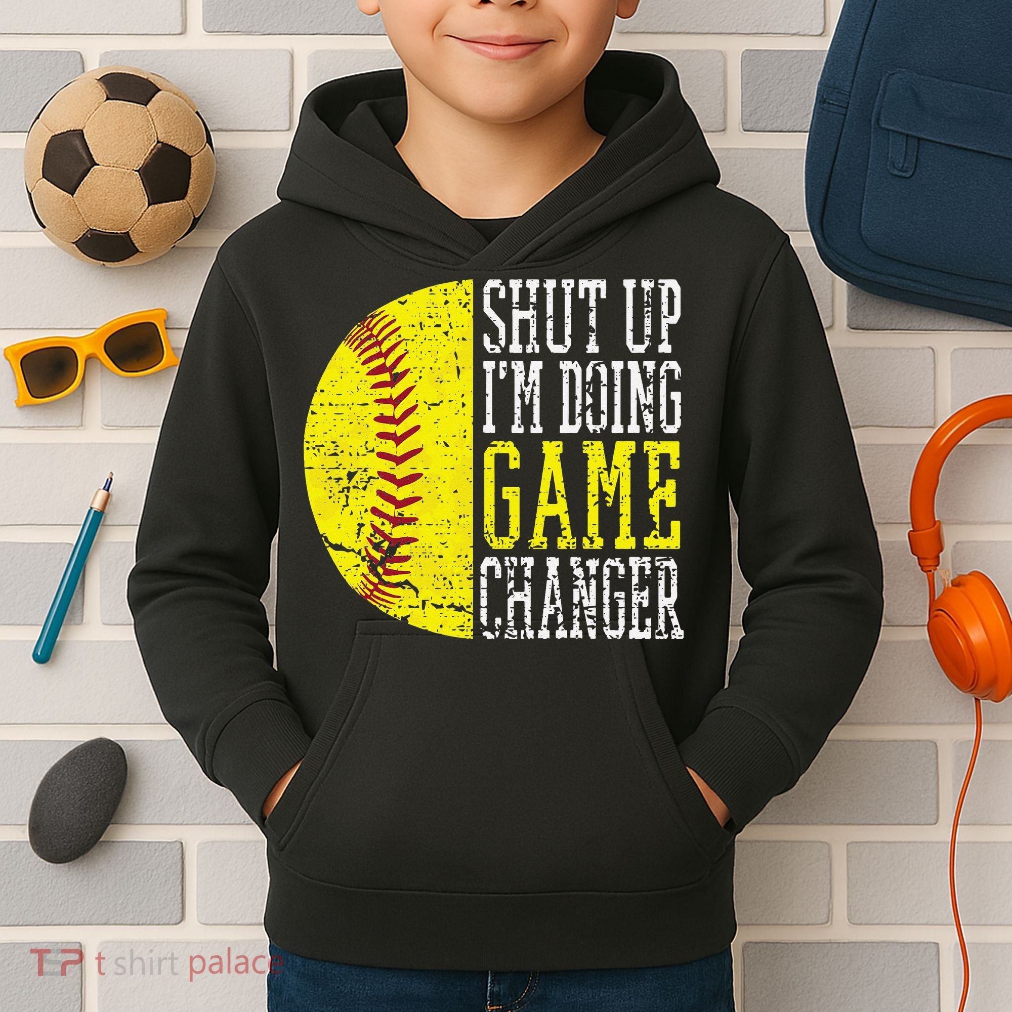Shut Up I'm Doing Game Changer Funny Baseball Player Kids Hoodie