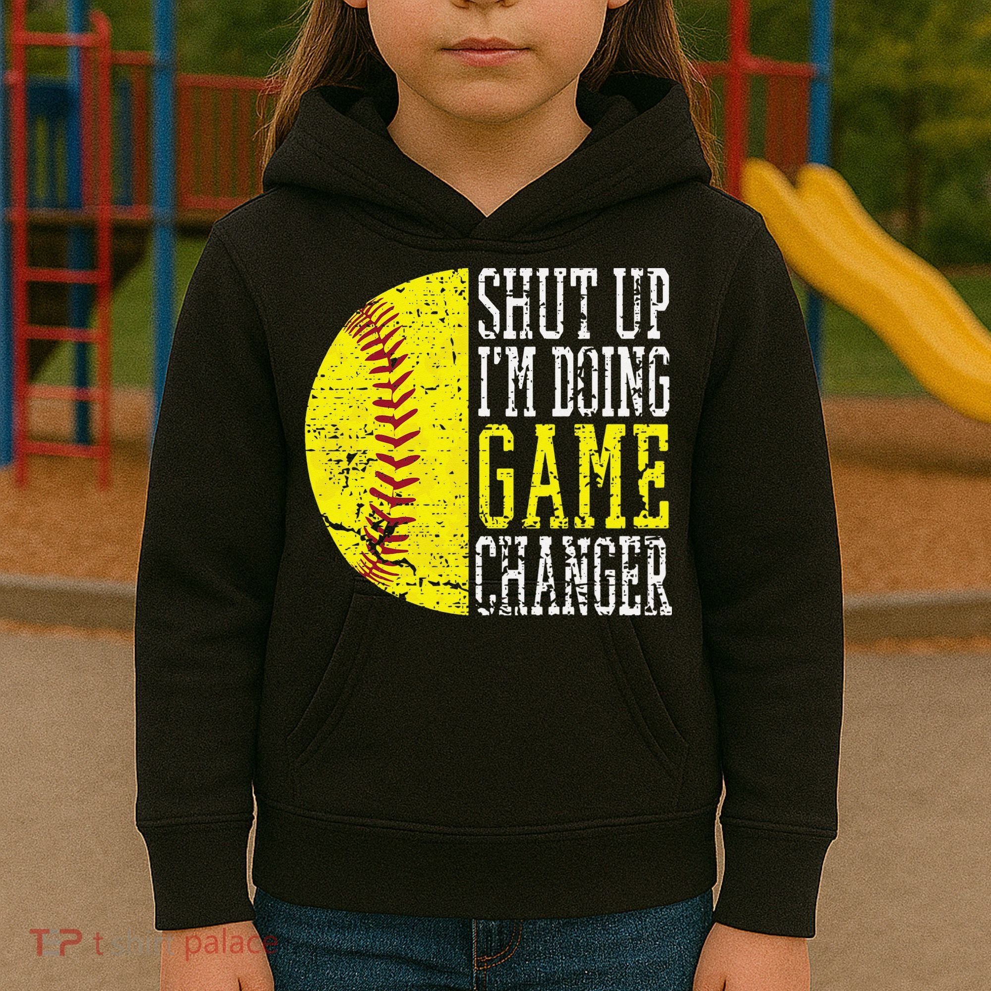 Shut Up I'm Doing Game Changer Funny Baseball Player Kids Hoodie