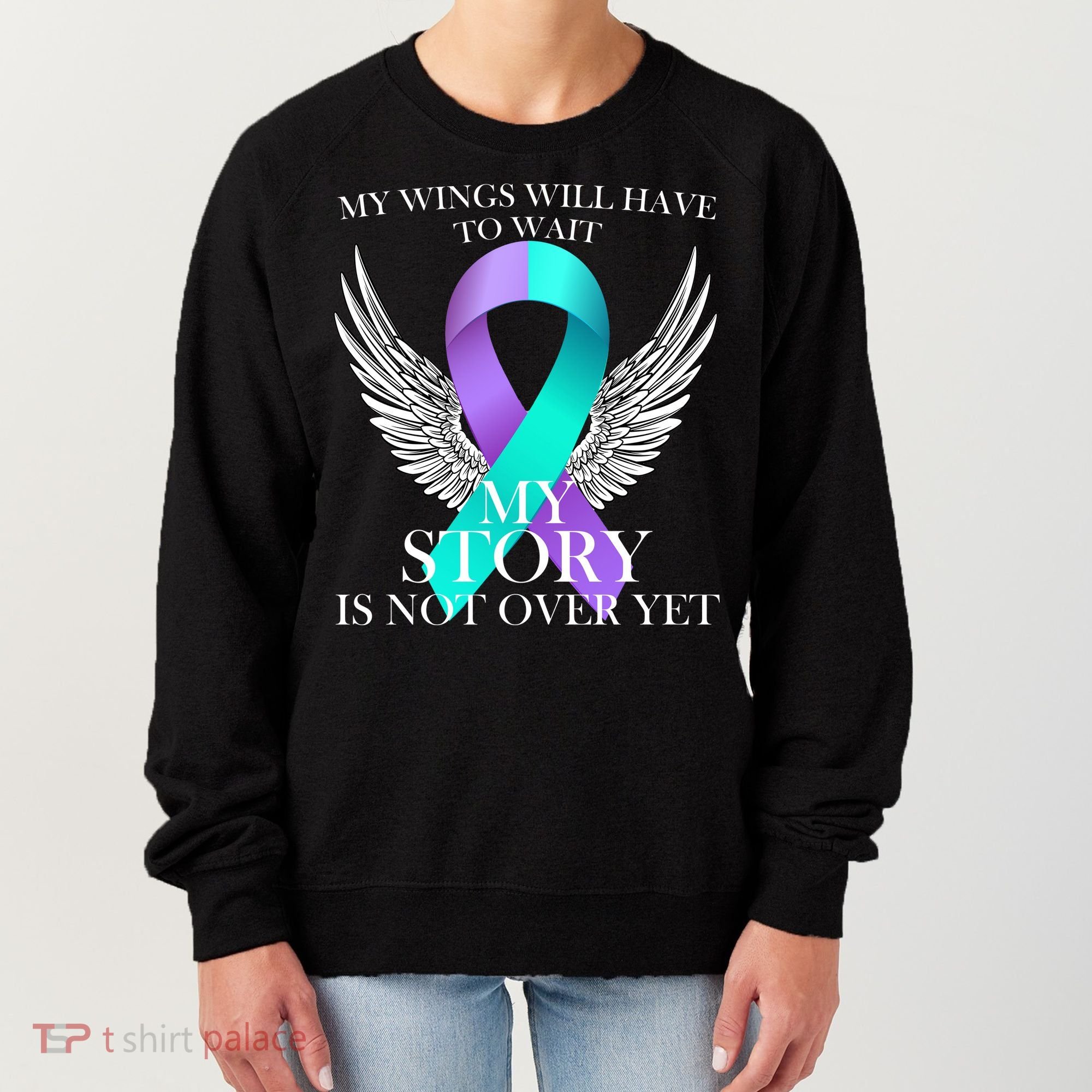 Suicide Prevention Angel Wings Ribbon Women's Sweatshirt