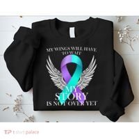 Suicide Prevention Angel Wings Ribbon Sweatshirt thumb 2