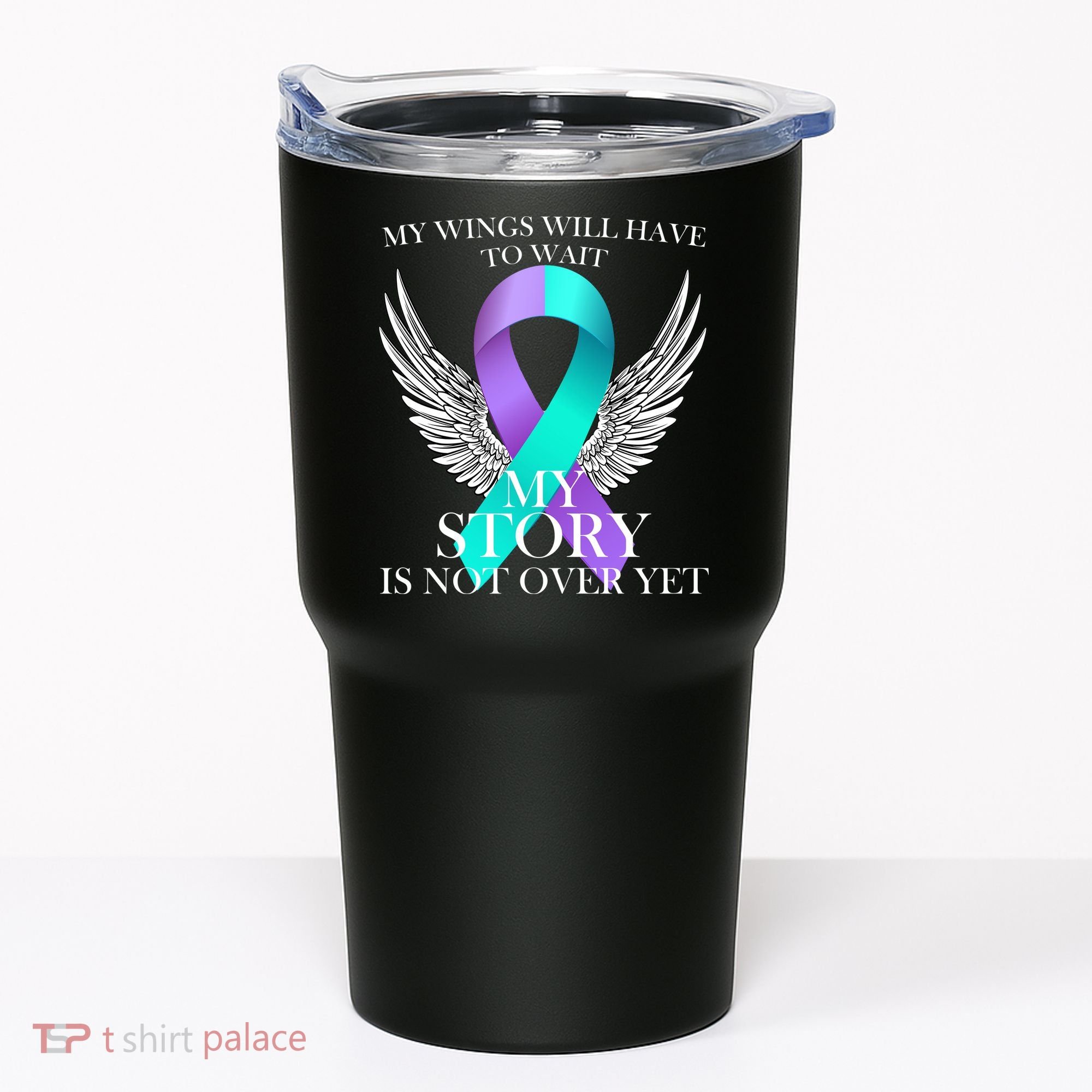 Suicide Prevention Angel Wings Ribbon Tumbler