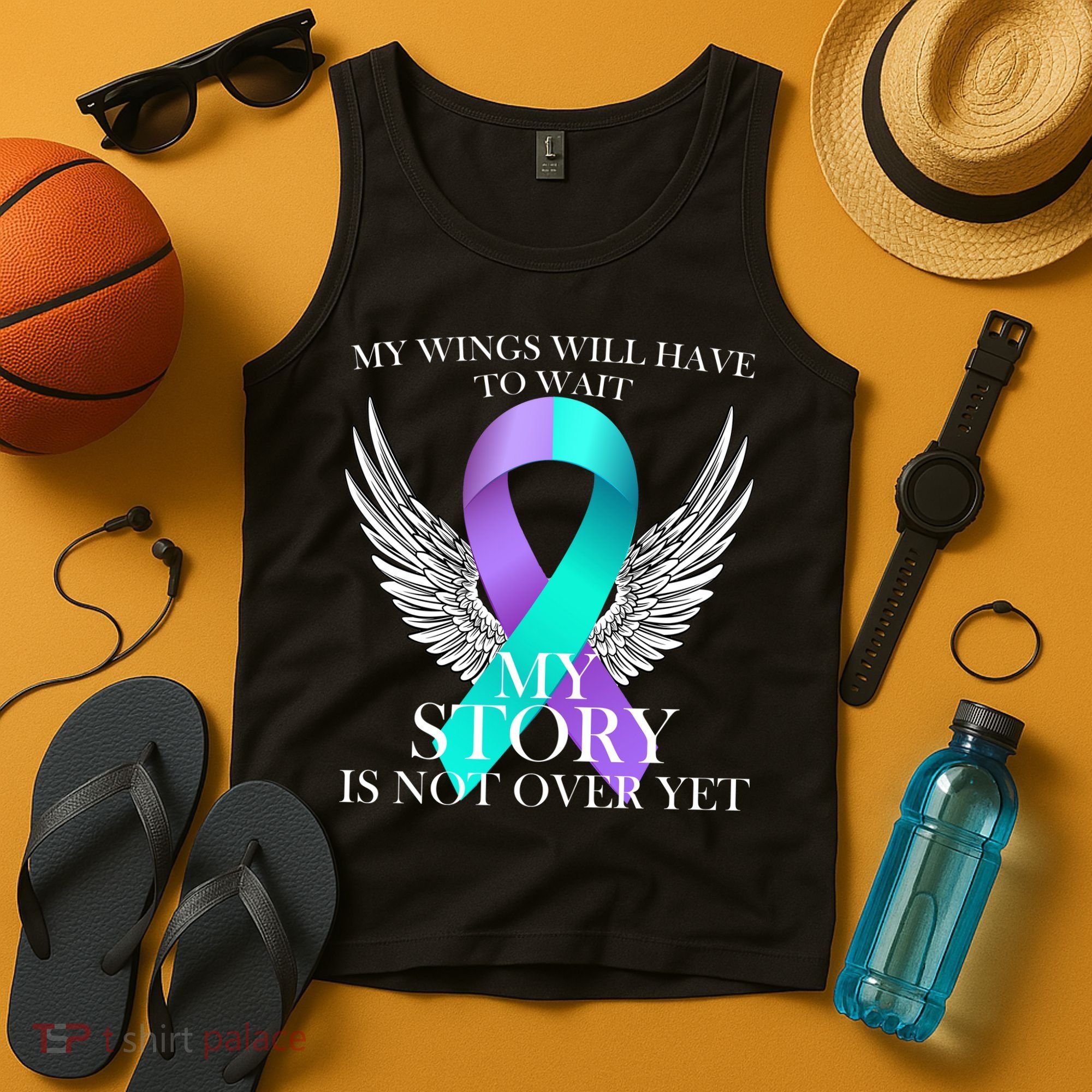 Suicide Prevention Angel Wings Ribbon Tank Top