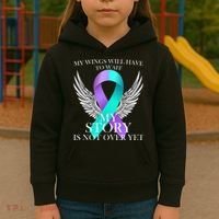 Suicide Prevention Angel Wings Ribbon Kids Hoodie thumb 3