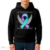 Suicide Prevention Angel Wings Ribbon Kids Hoodie thumb 4