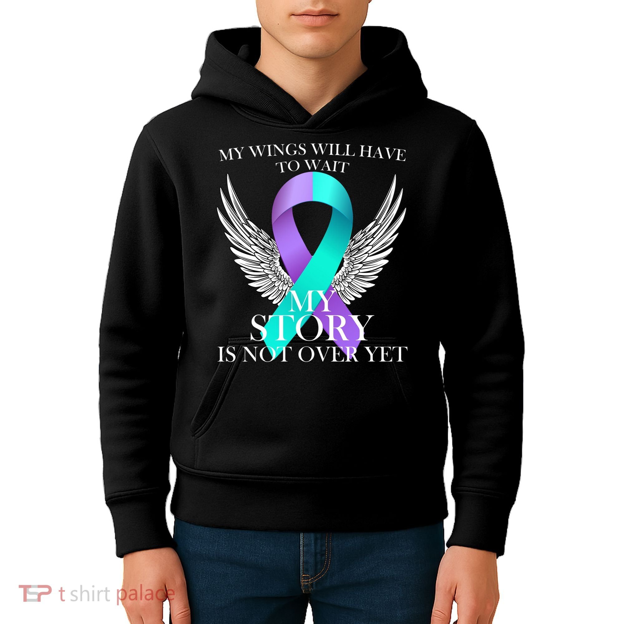 Suicide Prevention Angel Wings Ribbon Kids Hoodie