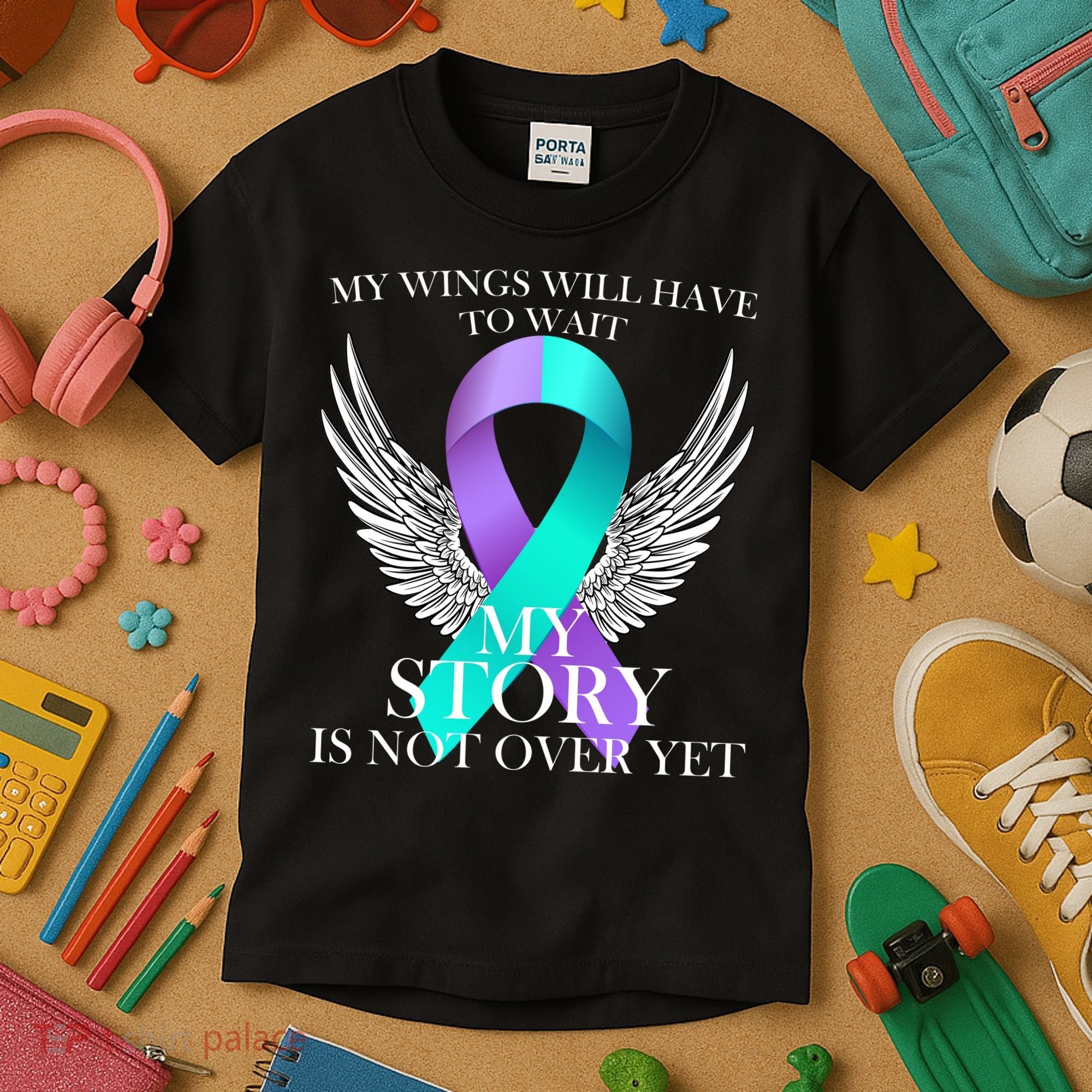 Suicide Prevention Angel Wings Ribbon Kids T-Shirt