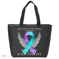 Suicide Prevention Angel Wings Ribbon Tote Bag thumb 0