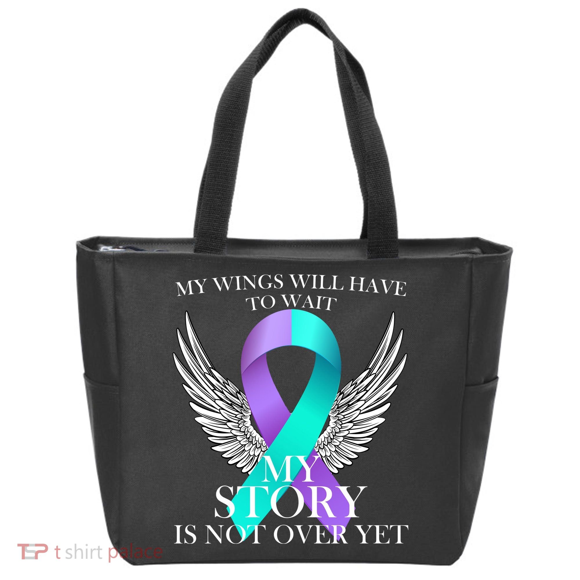 Suicide Prevention Angel Wings Ribbon Tote Bag