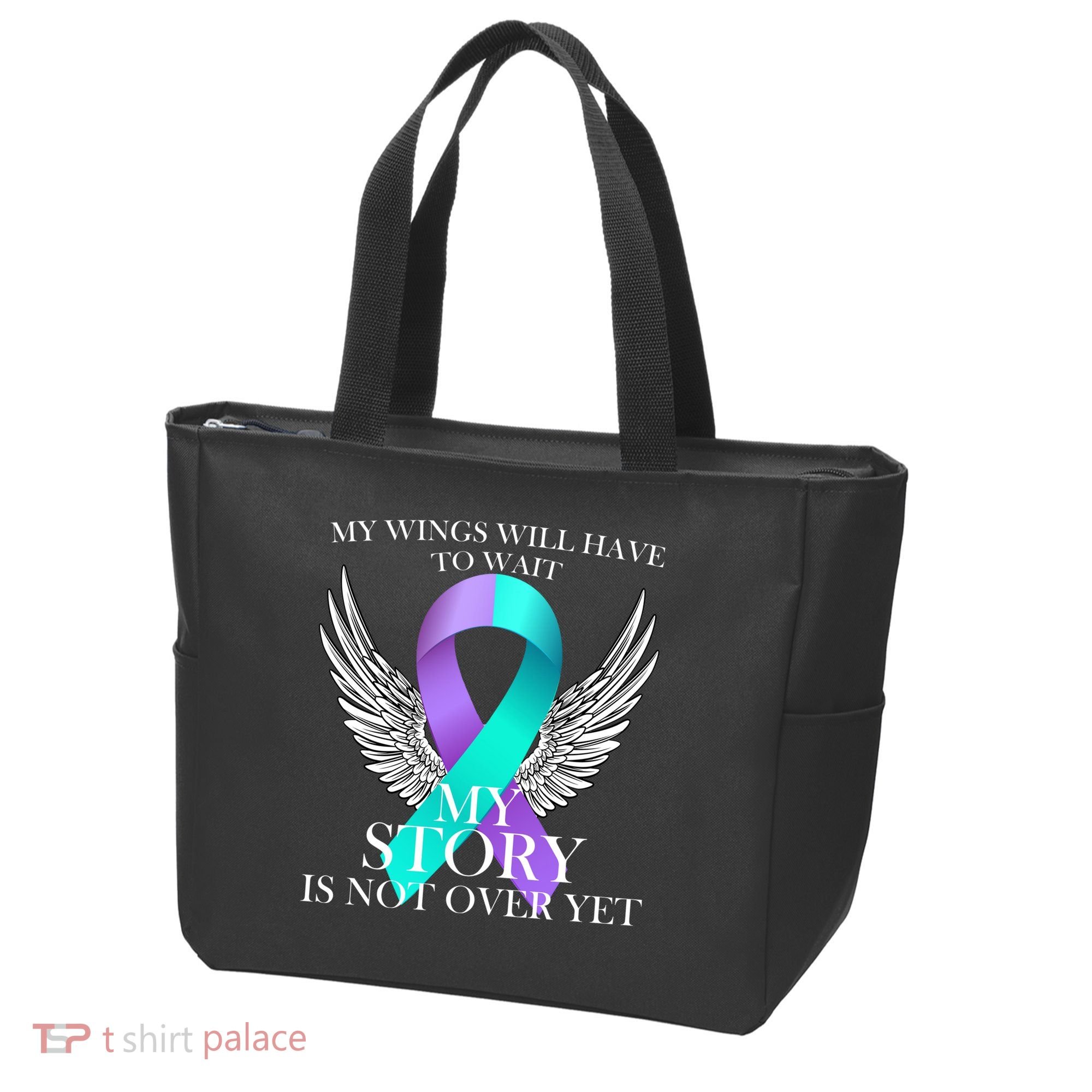 Suicide Prevention Angel Wings Ribbon Tote Bag