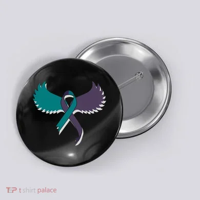 Suicide Prevention Angle Wings Awareness Ribbon Button