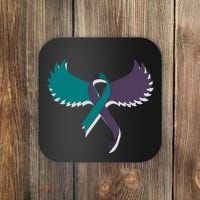 Suicide Prevention Angle Wings Awareness Ribbon Coaster thumb 0