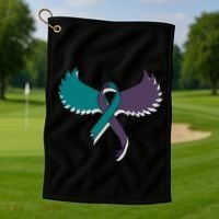 Suicide Prevention Angle Wings Awareness Ribbon Golf Towel thumb 1