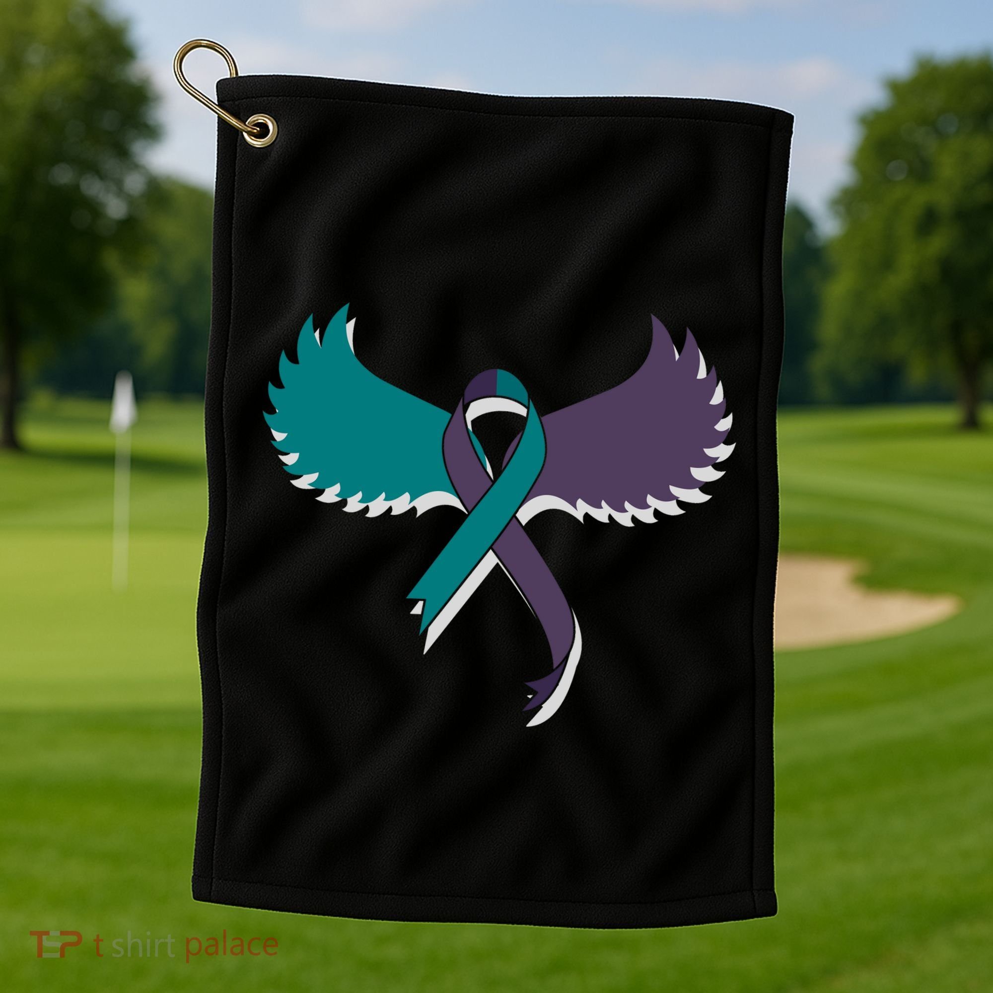 Suicide Prevention Angle Wings Awareness Ribbon Golf Towel