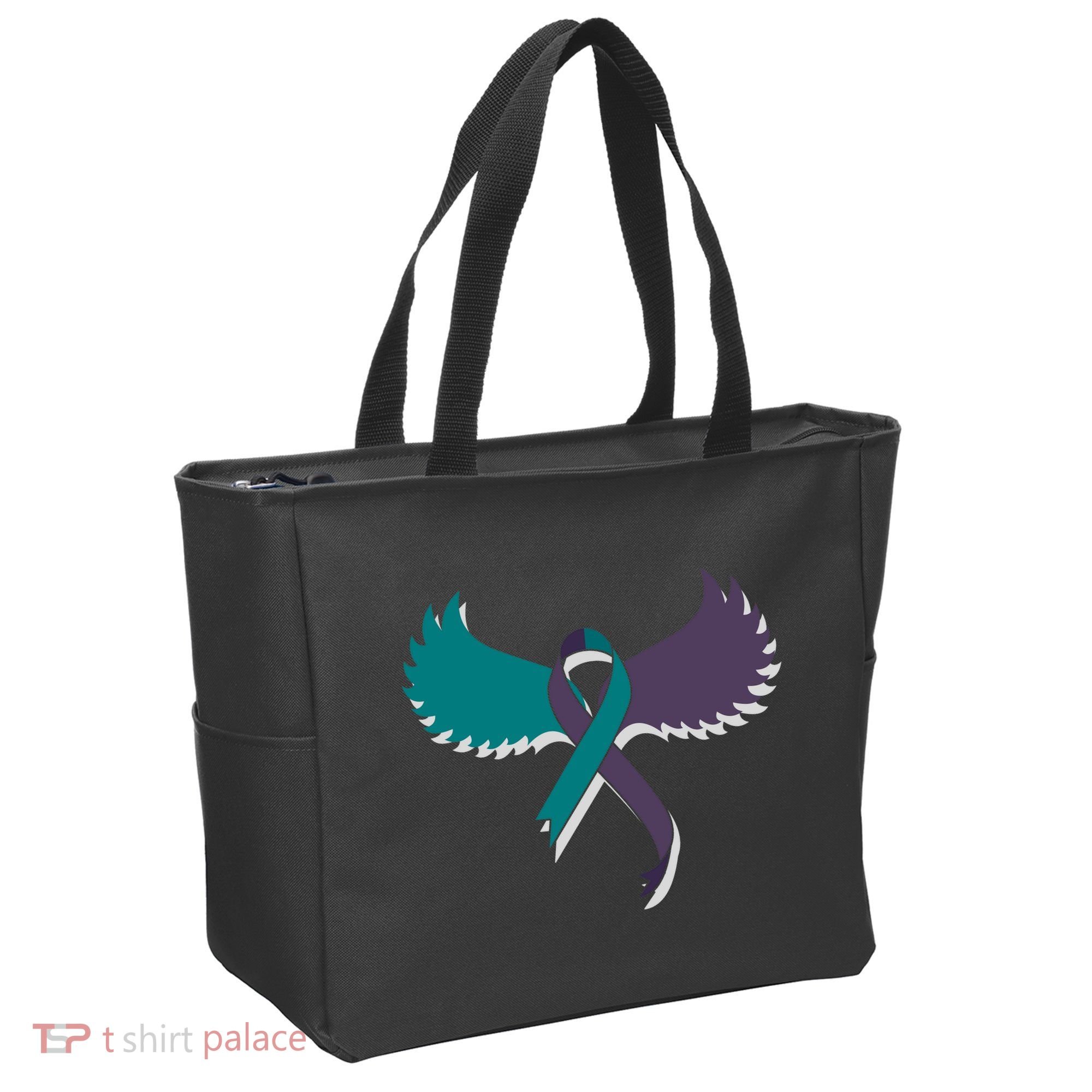 Suicide Prevention Angle Wings Awareness Ribbon Tote Bag