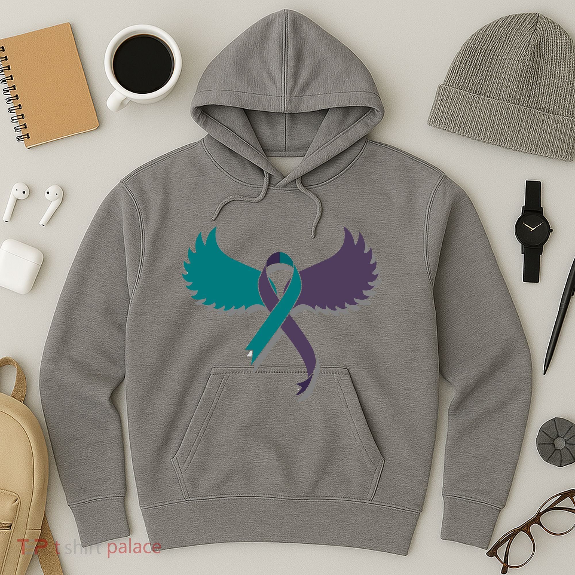 Suicide Prevention Angle Wings Awareness Ribbon Hoodie
