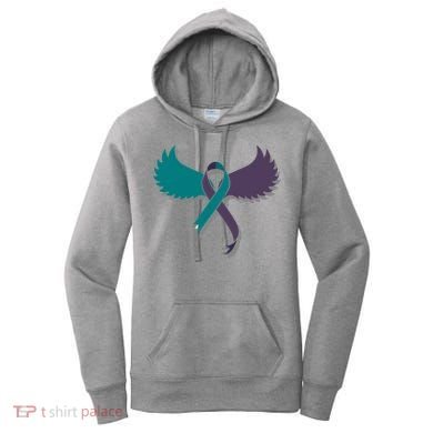 Suicide Prevention Angle Wings Awareness Ribbon Women's Hoodie