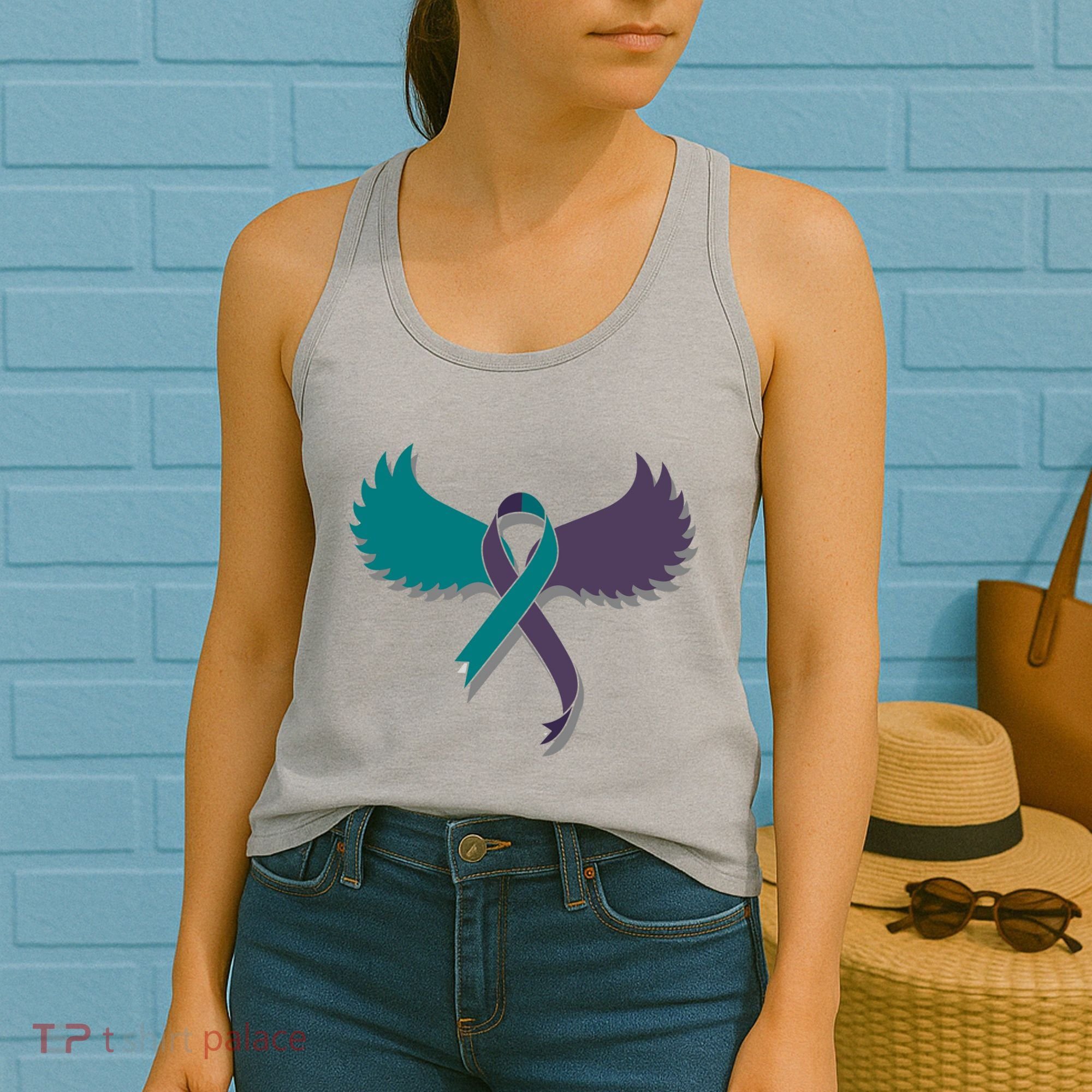 Suicide Prevention Angle Wings Awareness Ribbon Women's Tank Top