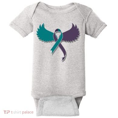 Suicide Prevention Angle Wings Awareness Ribbon Baby Bodysuit
